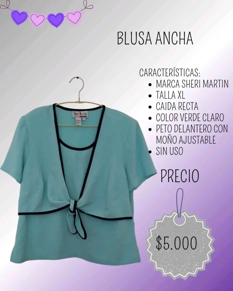 Blusa Ancha Verde Claro Sheri Martin XL