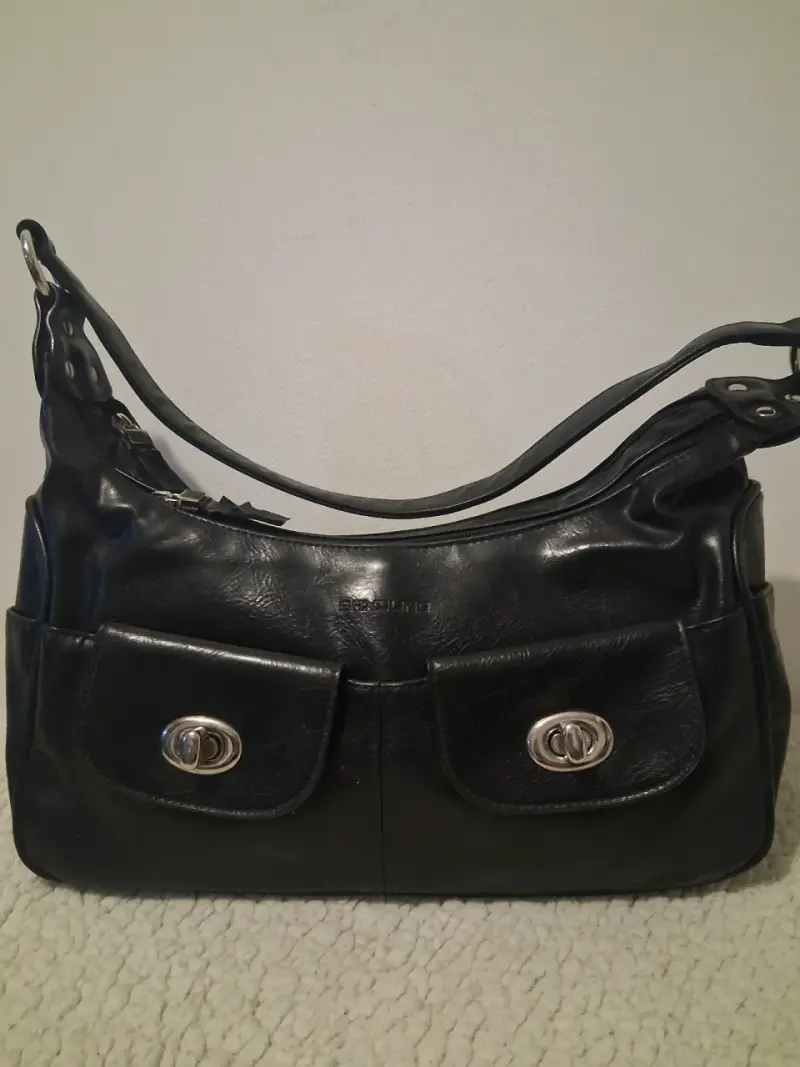 Cartera Saxoline de cuero negro con bolsillos - 1