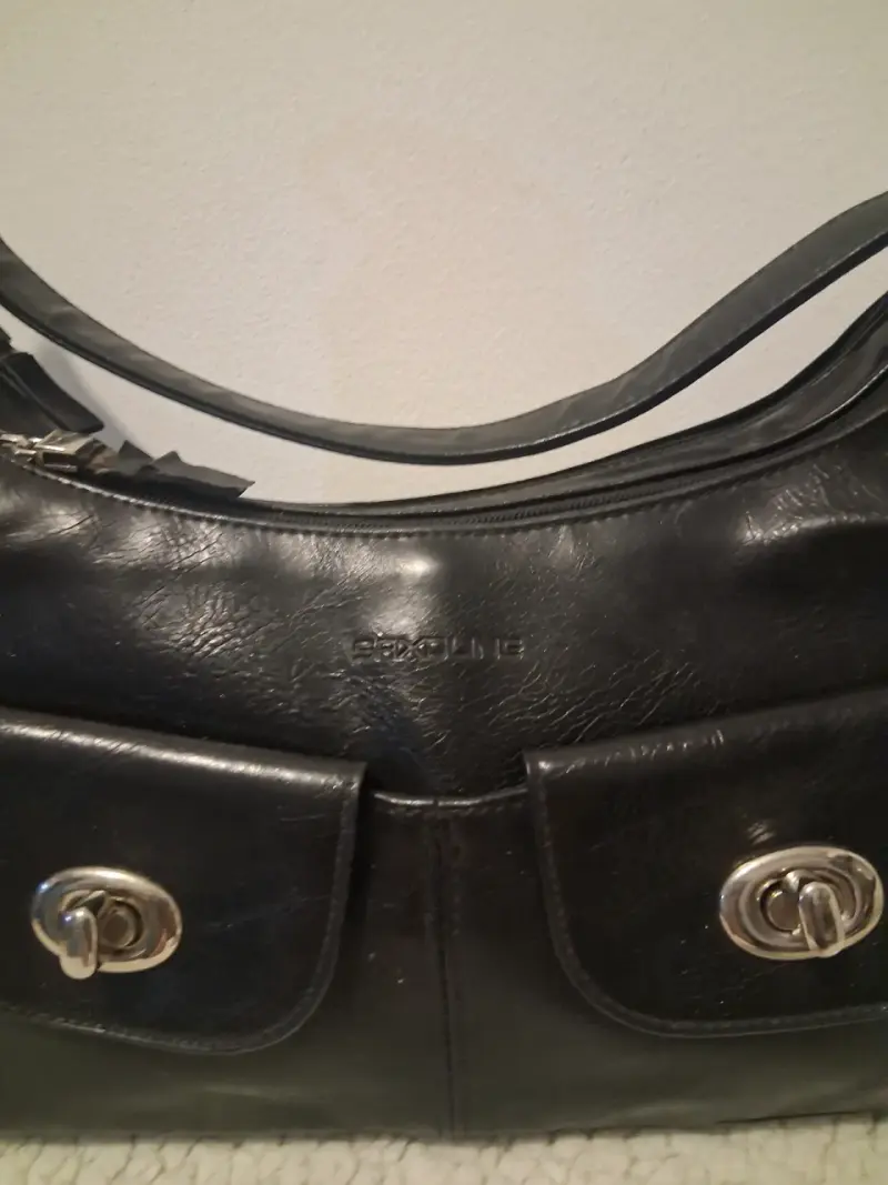 Cartera Saxoline de cuero negro con bolsillos - 2
