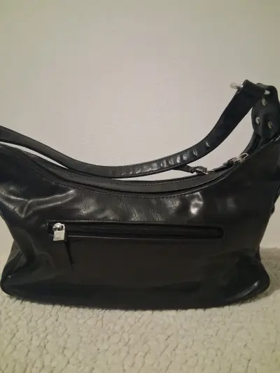 Cartera Saxoline de cuero negro con bolsillos - miniatura 3