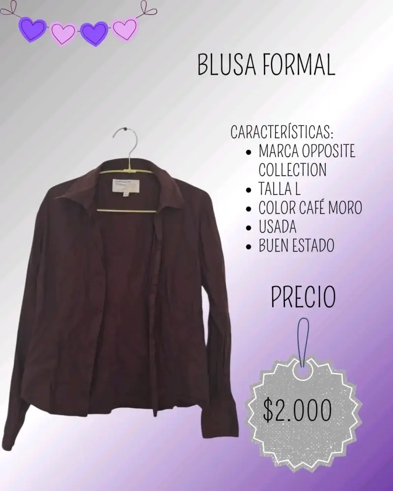 Blusa formal café moro Opposite Collection talla L