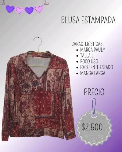 Blusa estampada Pauly talla L - miniatura 1