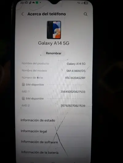 Samsung Galaxy A14 5G con pantalla quebrada - miniatura 3