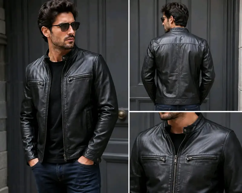 Chaqueta de cuero negra para hombre Catriel - 4