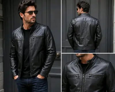 Chaqueta de cuero negra para hombre Catriel - miniatura 4