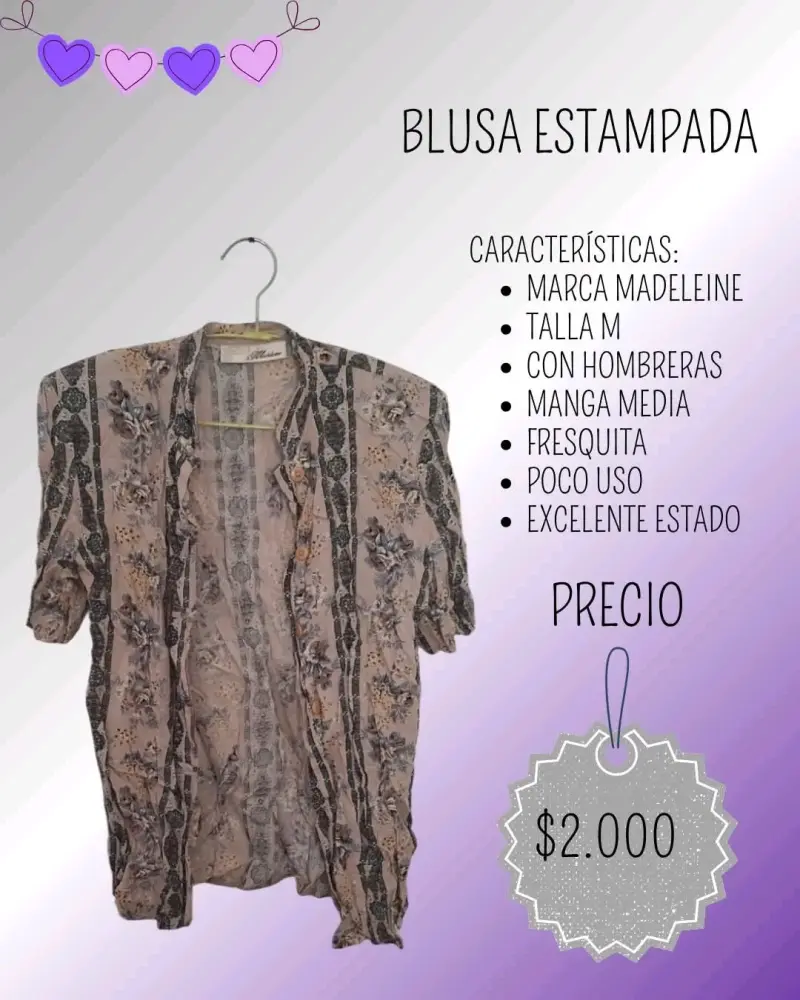 Blusa estampada con hombreras Madeleine