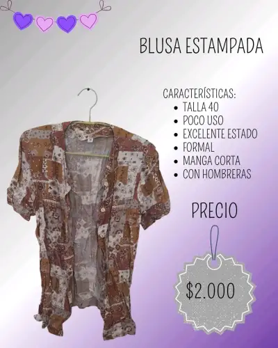 Blusa estampada formal con hombreras - miniatura 1