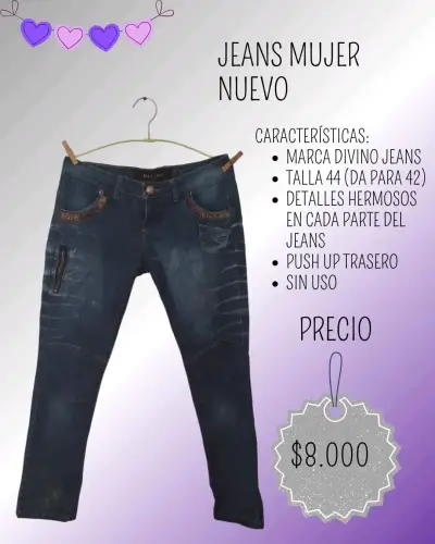 Jeans Mujer Divino Talla 44 Nuevo - miniatura 1