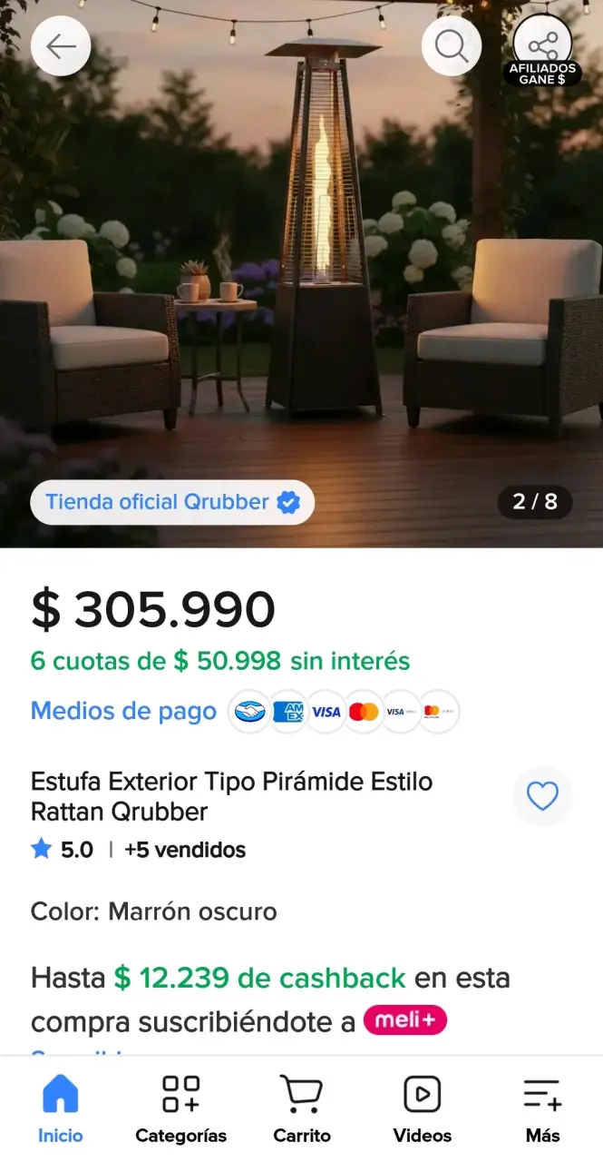 Estufa exterior pirámide estilo rattan marrón oscuro
