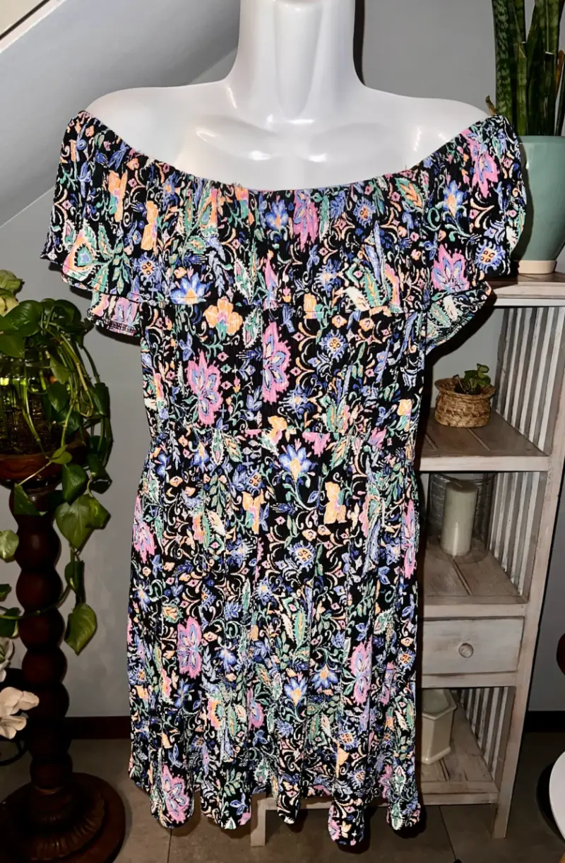 Vestido Mango floral off-shoulder para mujer - 1