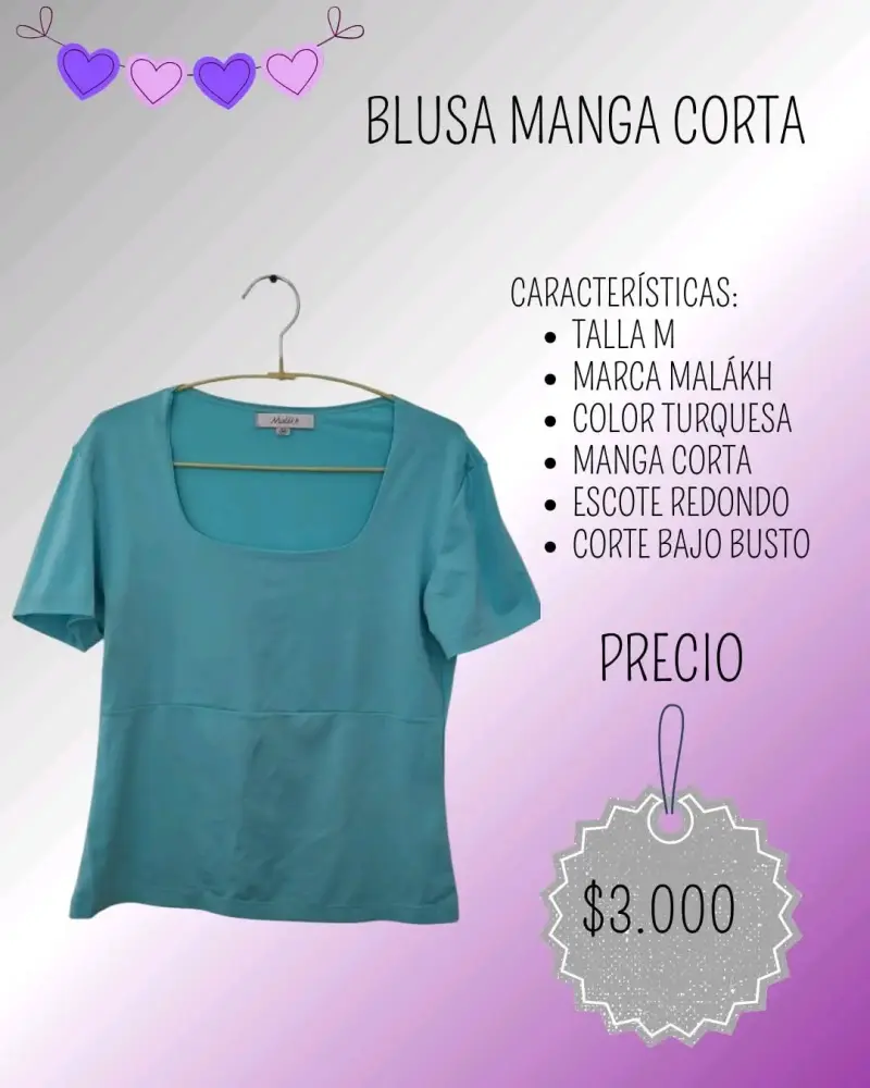 Blusa Malákh turquesa manga corta