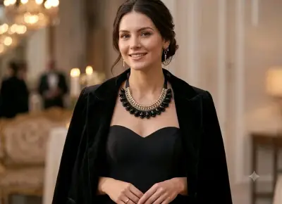 Collar de perlas negras y doradas elegante - miniatura 3