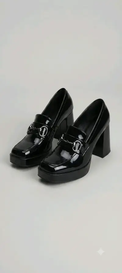 Zapatos de Tacón Negro con Detalle Metálico - miniatura 2
