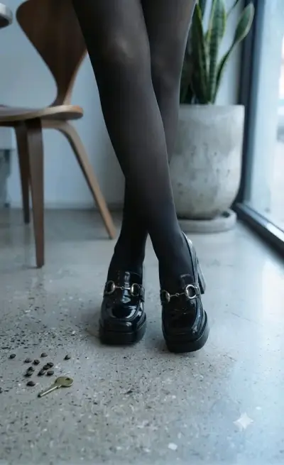 Zapatos de Tacón Negro con Detalle Metálico - miniatura 3