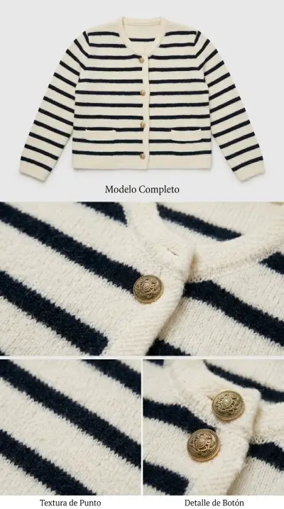 Cardigan de rayas y botones decora - miniatura 1