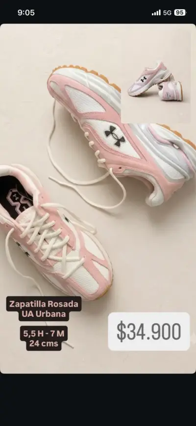 Zapatillas Rosadas Under Armour Urbanas Talla 7M - miniatura 3