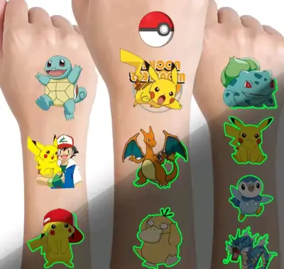 Tatuaje Temporales Pokémon Brillan en la Oscuridad - miniatura 2