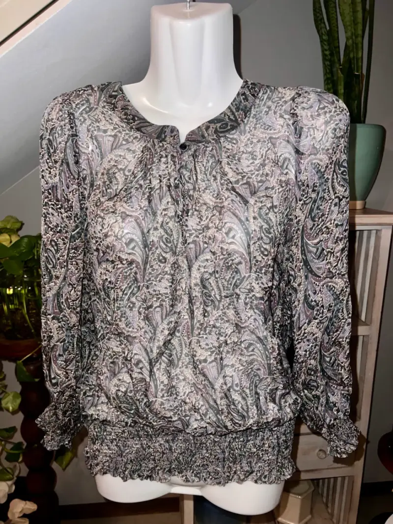 Blusa Seda estampada manga larga Zara Basic - 1
