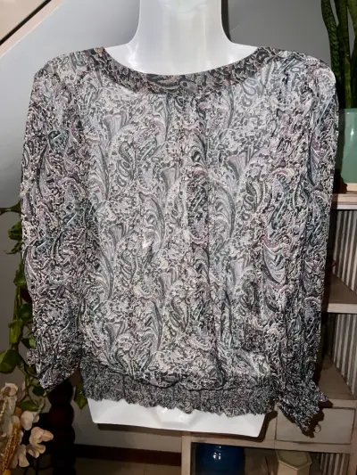 Blusa Seda estampada manga larga Zara Basic - miniatura 2