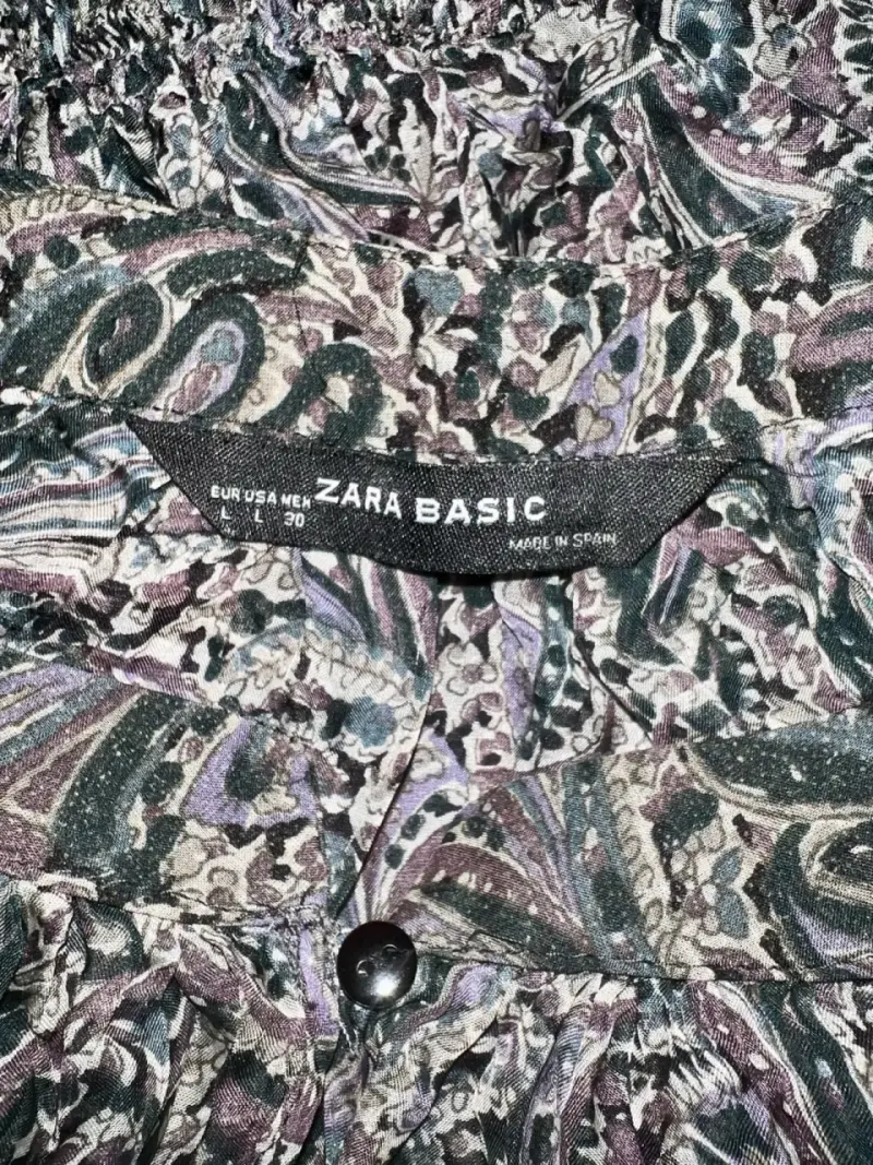 Blusa Seda estampada manga larga Zara Basic - 4