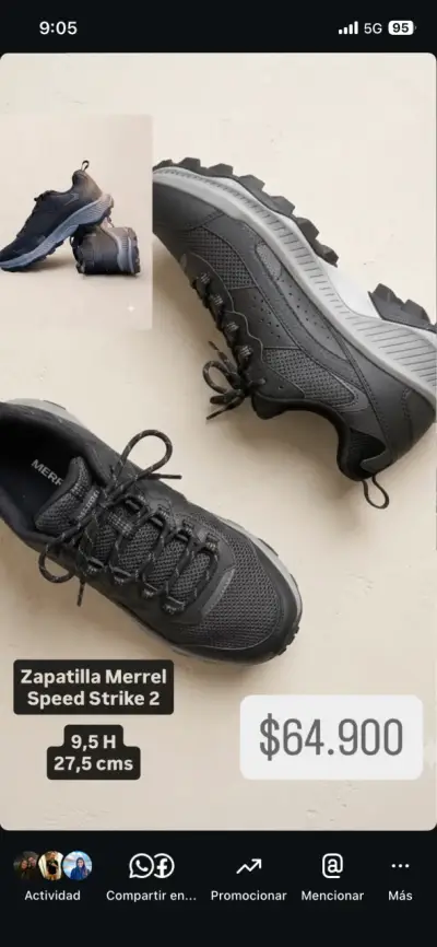 Zapatillas de senderismo Merrell negras - miniatura 2