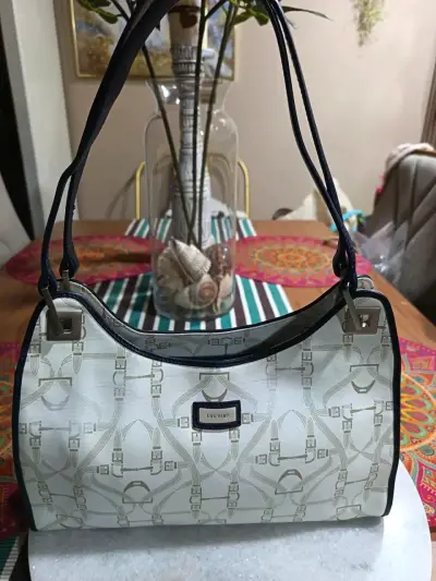 Bolso de hombro Louvier beige Vintage - miniatura 1