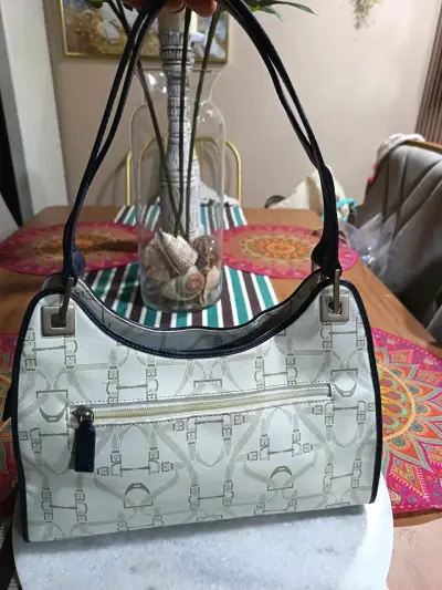 Bolso de hombro Louvier beige Vintage - miniatura 2
