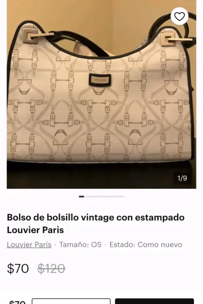 Bolso de hombro Louvier beige Vintage - miniatura 6