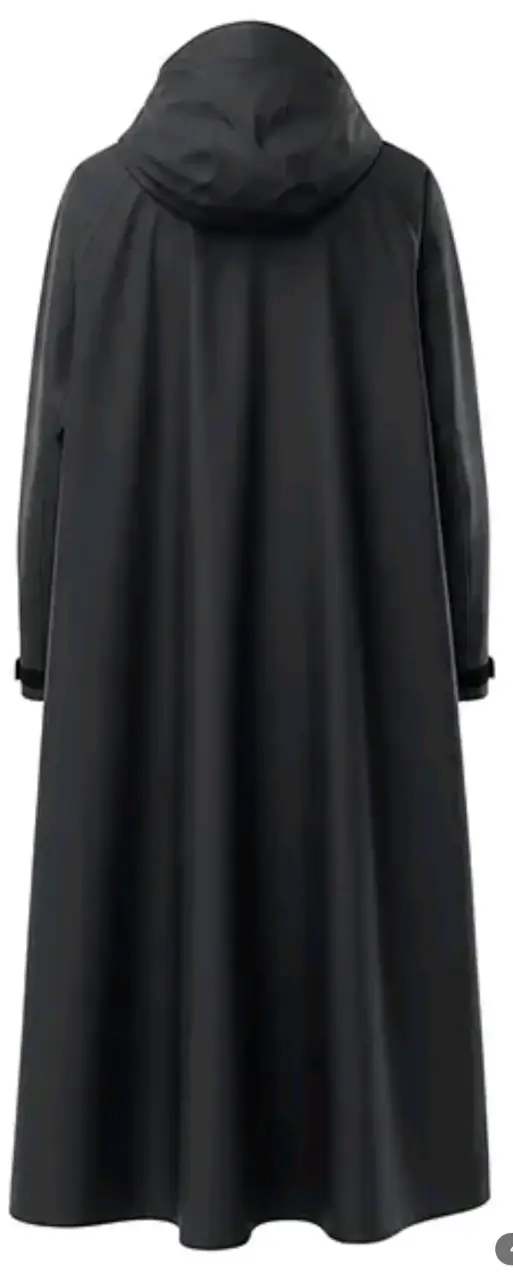 Capa impermeable negra con capucha para lluvia - 3