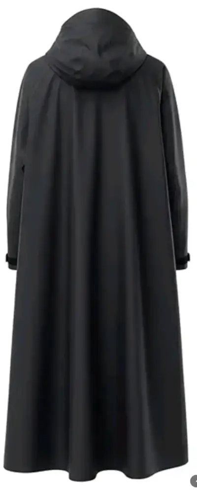 Capa impermeable negra con capucha para lluvia - miniatura 3