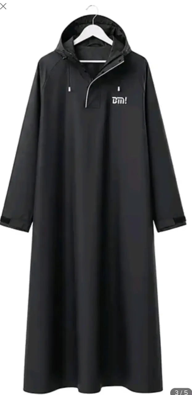 Capa impermeable negra con capucha para lluvia - 4