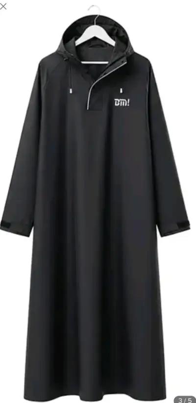 Capa impermeable negra con capucha para lluvia - miniatura 4