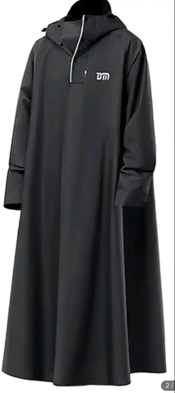 Capa impermeable negra con capucha para lluvia - 5