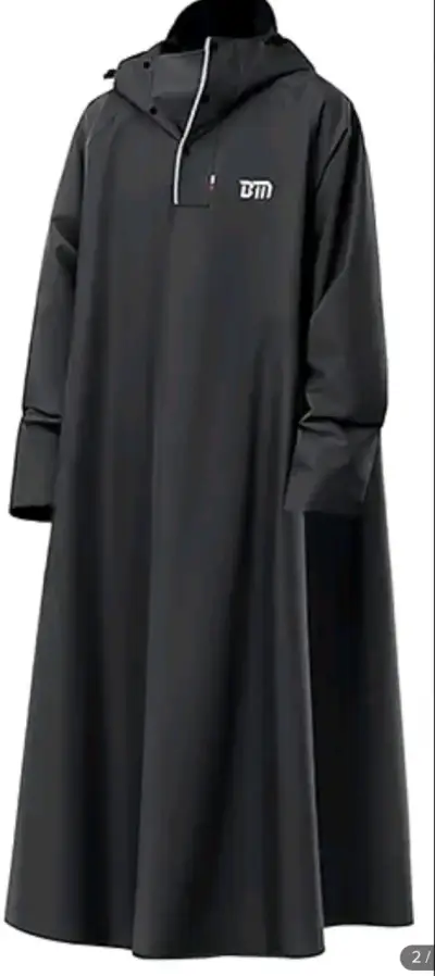 Capa impermeable negra con capucha para lluvia - miniatura 5