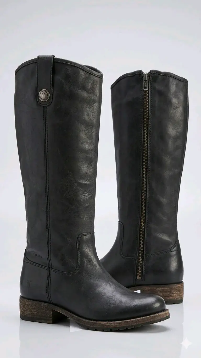 Botas de cuero negras para mujer - 1