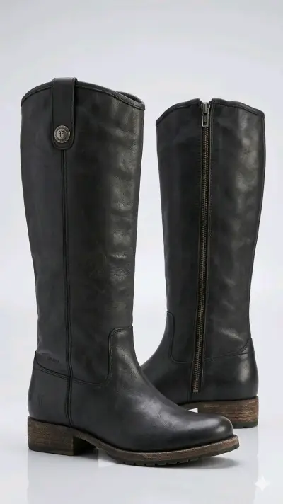 Botas de cuero negras para mujer - miniatura 1