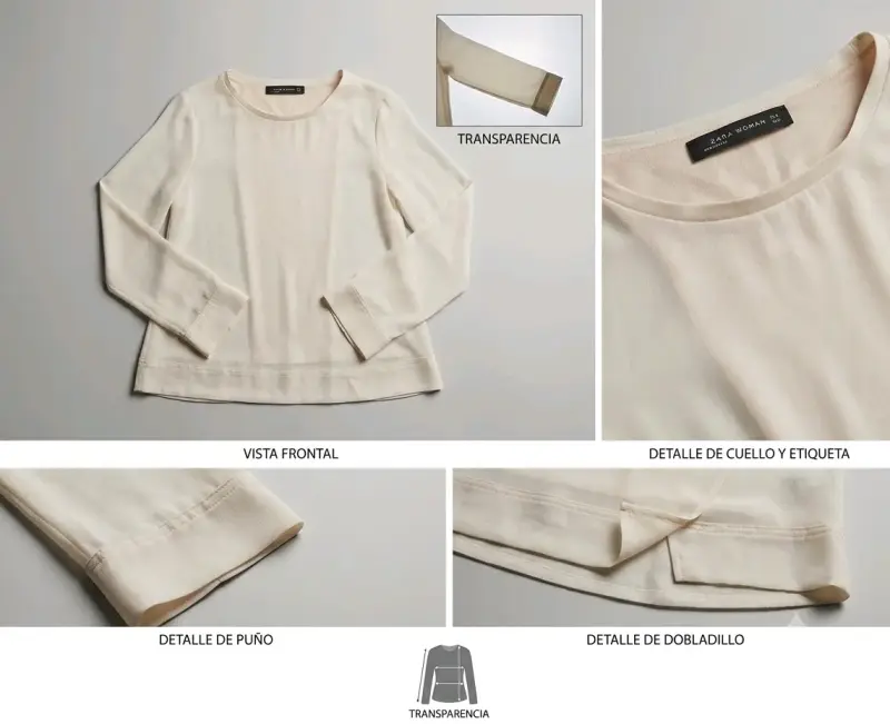 Blusa beige de mujer Zara con transparencia - 1