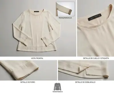Blusa beige de mujer Zara con transparencia - miniatura 1