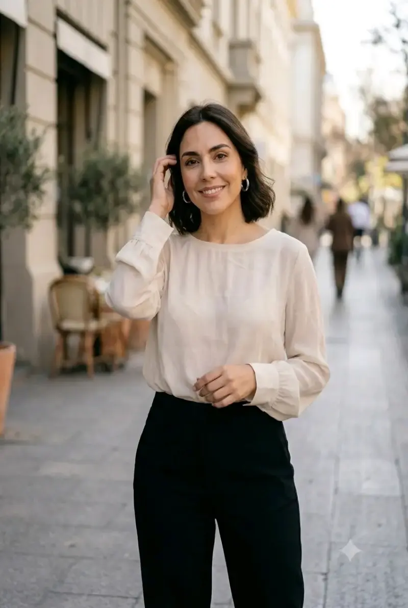 Blusa beige de mujer Zara con transparencia - 2