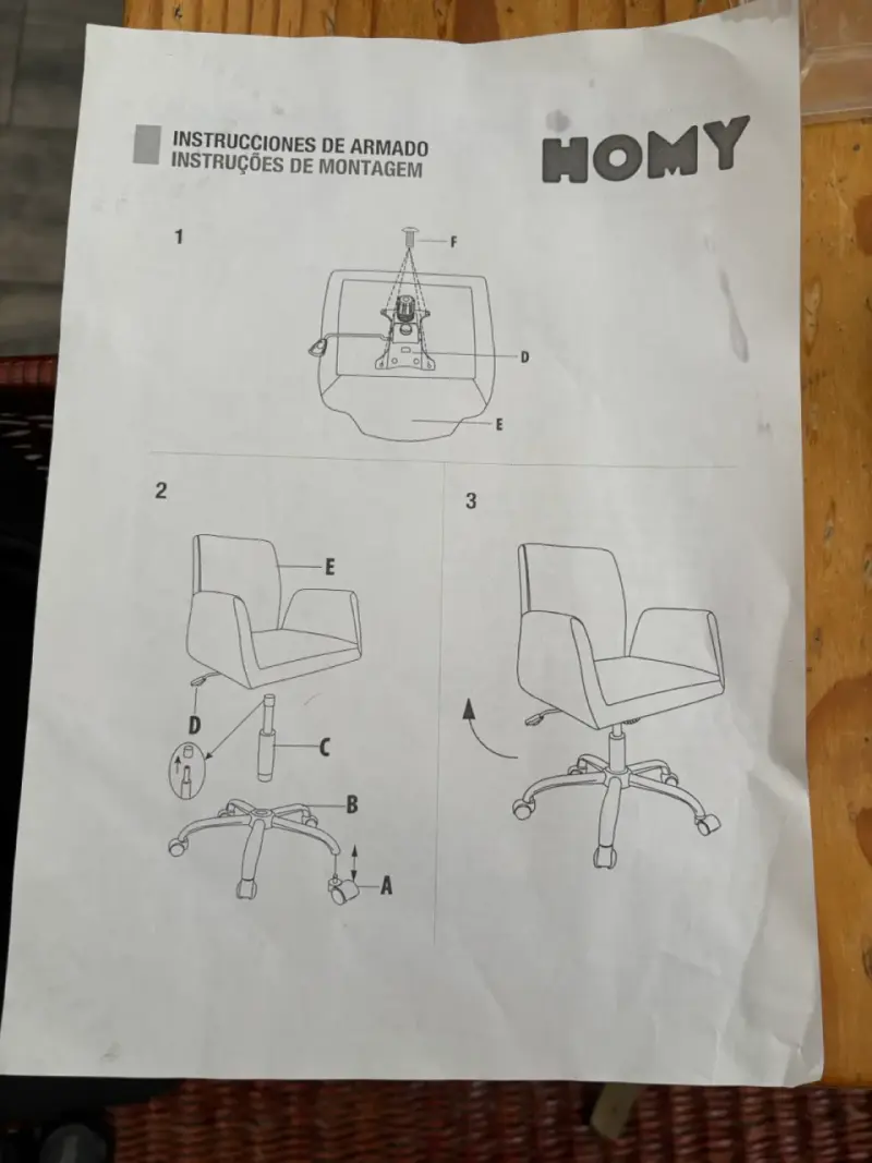 Silla de escritorio negra con ruedas Homy - 1