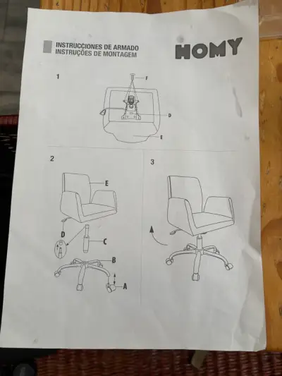 Silla de escritorio negra con ruedas Homy - miniatura 1