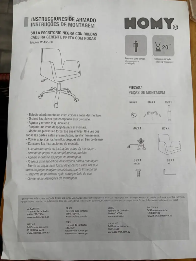 Silla de escritorio negra con ruedas Homy - 2