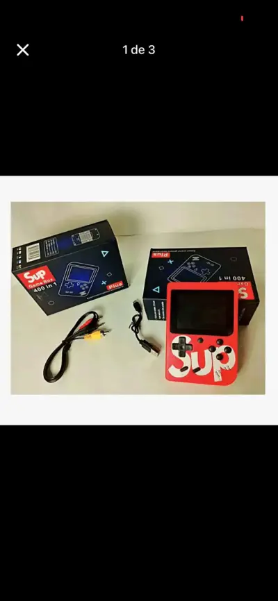Consola portátil retro roja con juegos integrados - miniatura 2