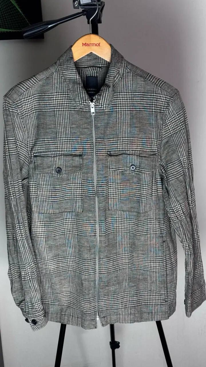 Chaqueta de cuadros gris con cierre frontal - 3