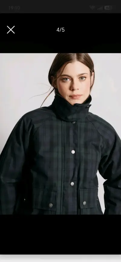 Chaqueta de mujer a cuadros azul oscuro - miniatura 1