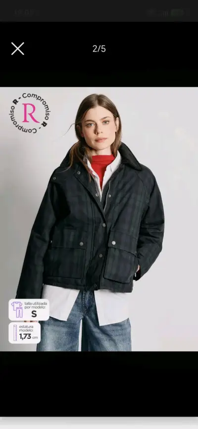 Chaqueta de mujer a cuadros azul oscuro - miniatura 2