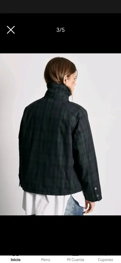 Chaqueta de mujer a cuadros azul oscuro - miniatura 3