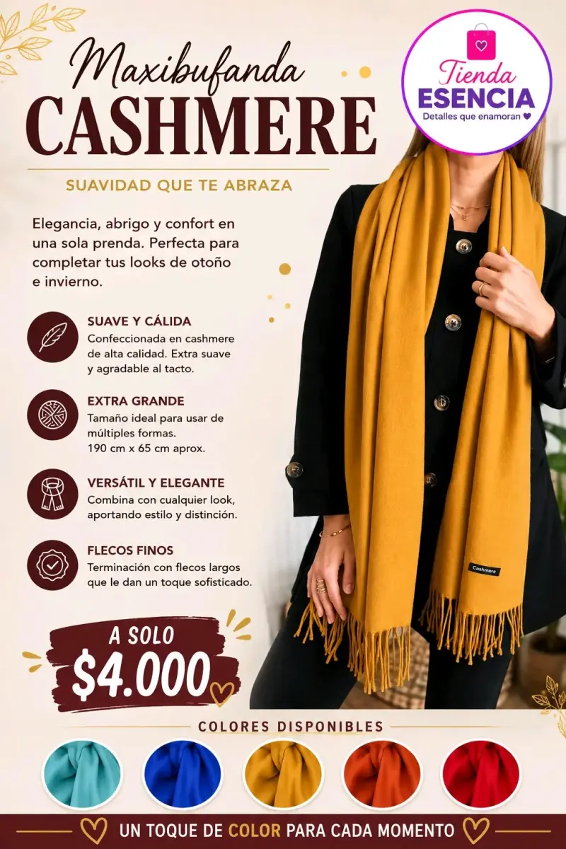 Maxibufanda de cashmere suave y cálida