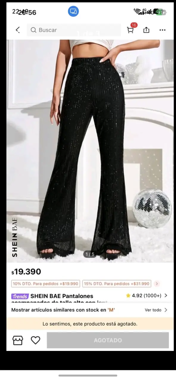 Pantalones acampanados negros con lentejuelas Shein - 1