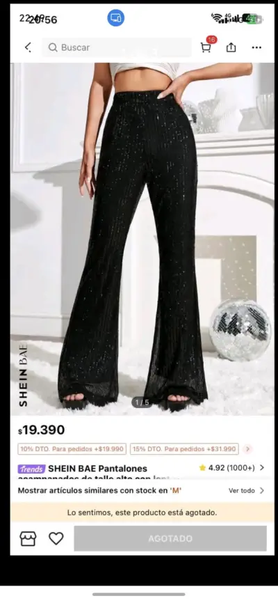 Pantalones acampanados negros con lentejuelas Shein - miniatura 1